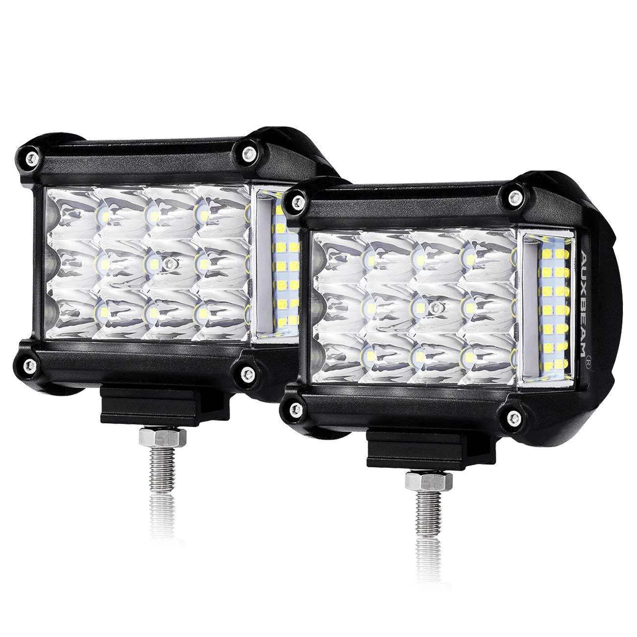 Auxbeam 4pcs 4" LED PODS Combo Beam & Dual A-Pillar Light Lower Windshield Hinge Mounting Brackets