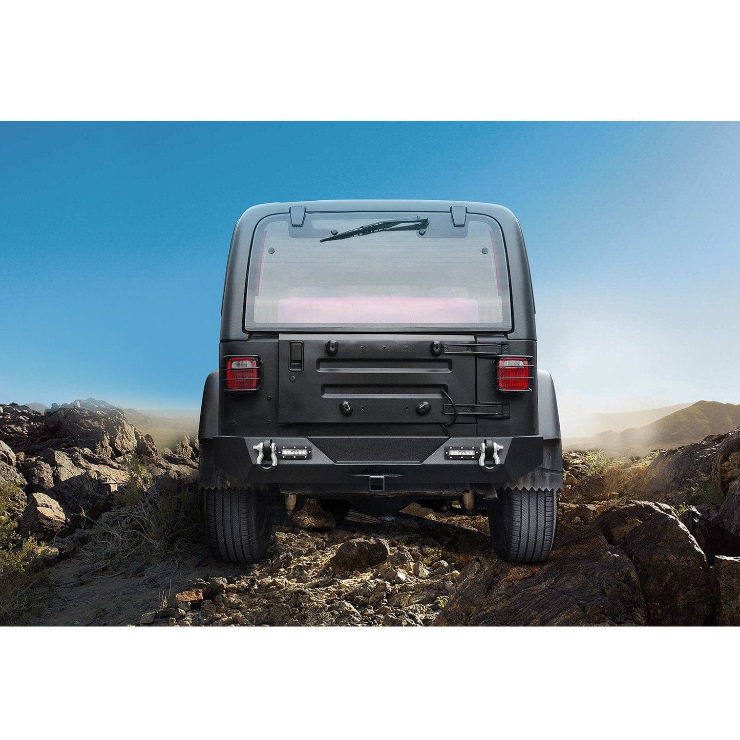 Installed on Car Nilight Rear Bumper Kit for 1987-2006 Jeep Wrangler TJ & YJ