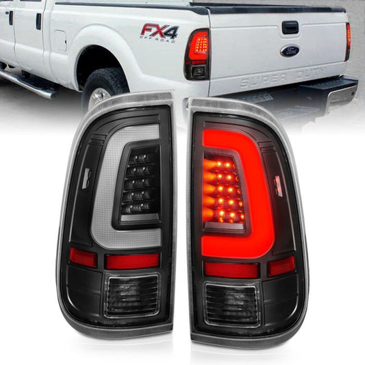 Anzo Ford Led C Bar Tail Lights Black Clear Lens | F-250/F-350/F-450/F-550 Super Duty 08-16