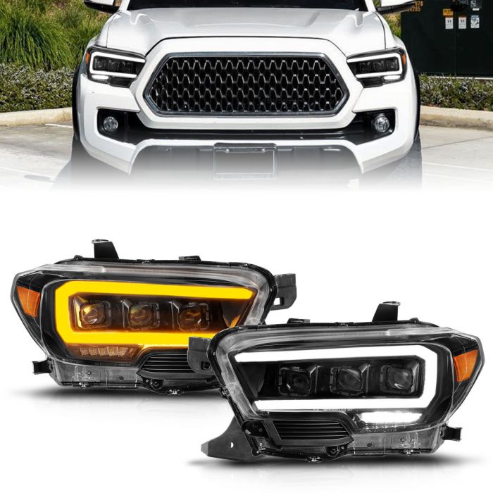 ANZO TOYOTA FULL LED PROJECTOR HEADLIGHTS BLACK W/ INITIATION & SEQUENTIAL (FOR HALOGEN VERSION WITH LED DRL) | TACOMA 16-23