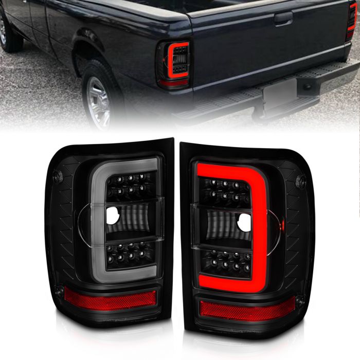 ANZO FORD LED C-BAR STYLE TAIL LIGHTS BLACK SMOKE LENS (NOT FOR 05-07 STX MODELS) | RANGER 01-11