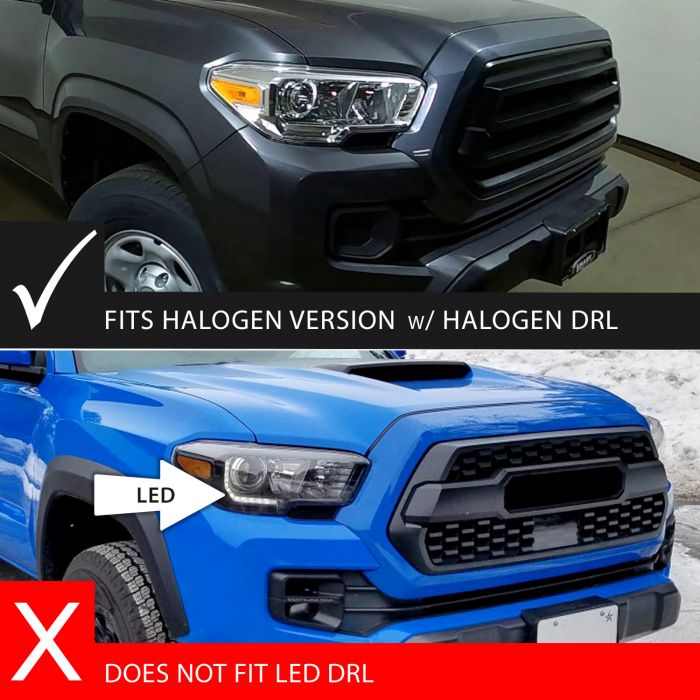 Fitment of ANZO FULL LED PROJECTOR HEADLIGHTS BLACK (FOR HALOGEN VERSION W/ HALOGEN DRL) | TOYOTA TACOMA 16-23