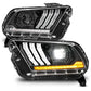ANZO FORD FULL LED PROJECTOR LIGHT BAR STYLE HEADLIGHTS BLACK W/ SEQUENTIAL SIGNAL | MUSTANG 13-14 (HID MODEL)