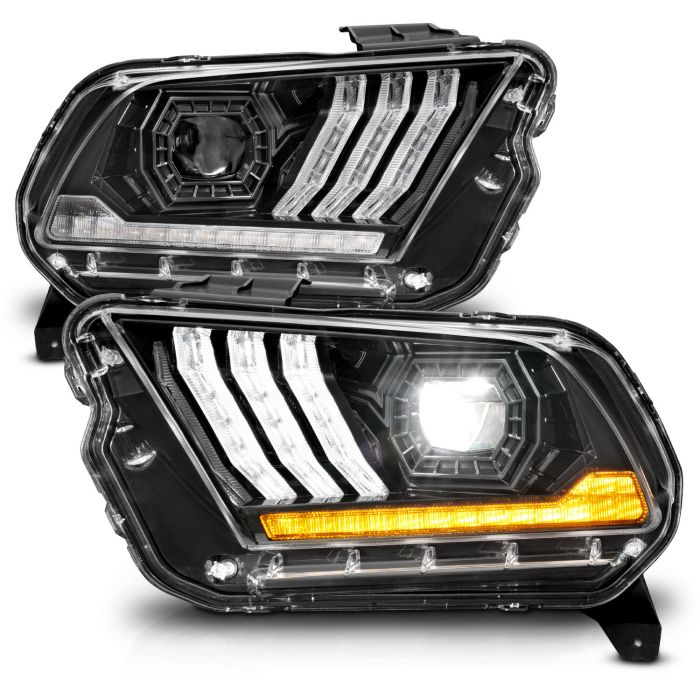 ANZO FORD FULL LED PROJECTOR LIGHT BAR STYLE HEADLIGHTS BLACK W/ SEQUENTIAL SIGNAL | MUSTANG 13-14 (HID MODEL)