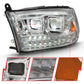 Different Segments of ANZO DUAL LED PROJECTOR SWITCHBACK HEADLIGHTS CHROME (FOR ALL MODELS) | DODGE RAM 1500 09-18 / RAM 2500/3500 10-18