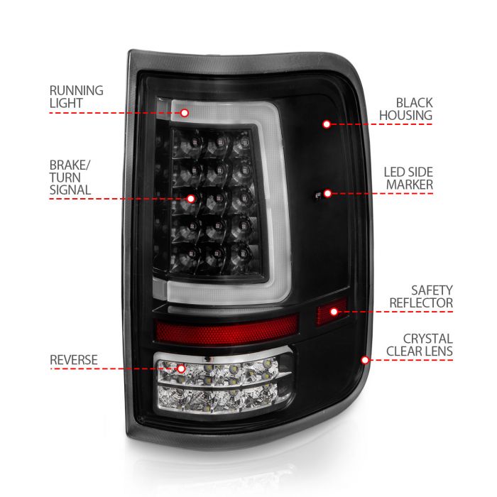 Different Parts of ANZO FORD FULL LED C BAR TAIL LIGHTS BLACK | F-150 04-08