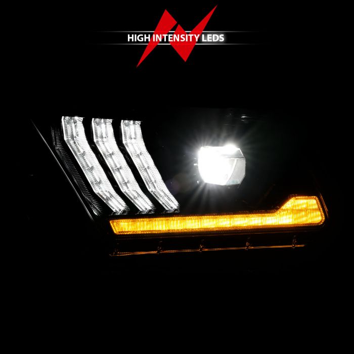 High Intensity LEDs of ANZO FORD FULL LED PROJECTOR LIGHT BAR STYLE HEADLIGHTS BLACK W/ SEQUENTIAL SIGNAL | MUSTANG 13-14 (HID MODEL)