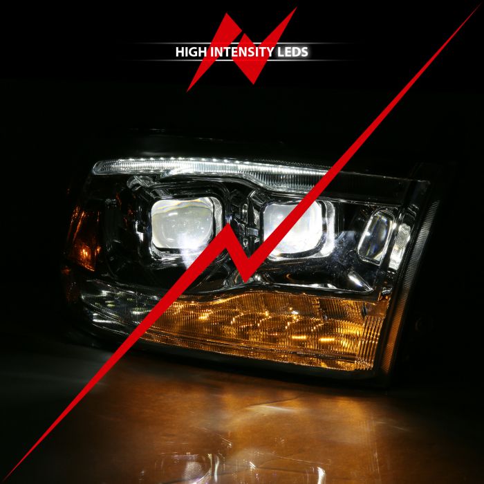 High Intensity LEDs of ANZO DUAL LED PROJECTOR SWITCHBACK HEADLIGHTS CHROME (FOR ALL MODELS) | DODGE RAM 1500 09-18 / RAM 2500/3500 10-18