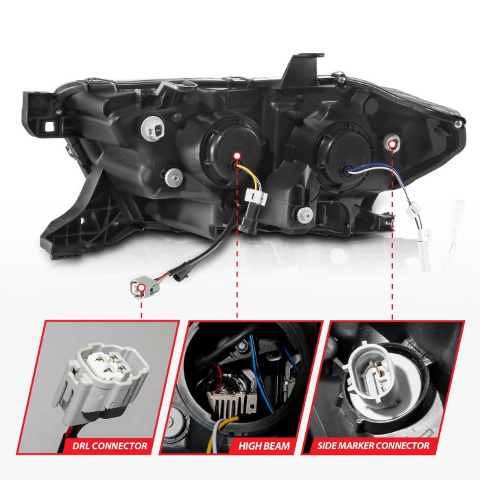 Different Parts of ANZO TOYOTA FULL LED PROJECTOR HEADLIGHTS BLACK W/ INITIATION & SEQUENTIAL (FOR HALOGEN VERSION WITH LED DRL) | TACOMA 16-23