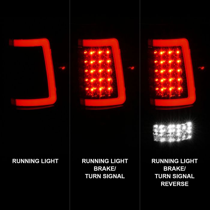 Anzo Ford Full Led C Bar Tail Lights Black | F-150 04-08