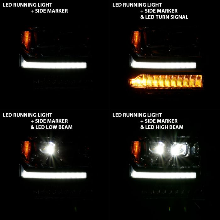 Running Light Signals of ANZO FULL LED PROJECTOR PLANK HEADLIGHTS CHROME (FOR HID MODELS ONLY) | CHEVY SILVERADO 16-18 1500