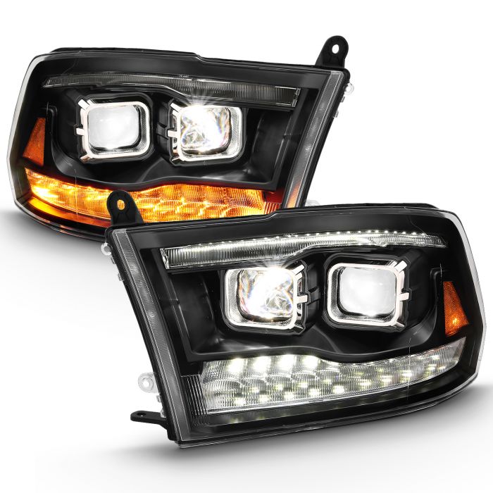 ANZO DUAL LED PROJECTOR SWITCHBACK HEADLIGHTS BLACK (FOR ALL MODELS) | DODGE RAM 1500 09-18 / RAM 2500/3500 10-18