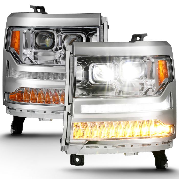 ANZO FULL LED PROJECTOR PLANK HEADLIGHTS CHROME (FOR HID MODELS ONLY) | CHEVY SILVERADO 16-18 1500