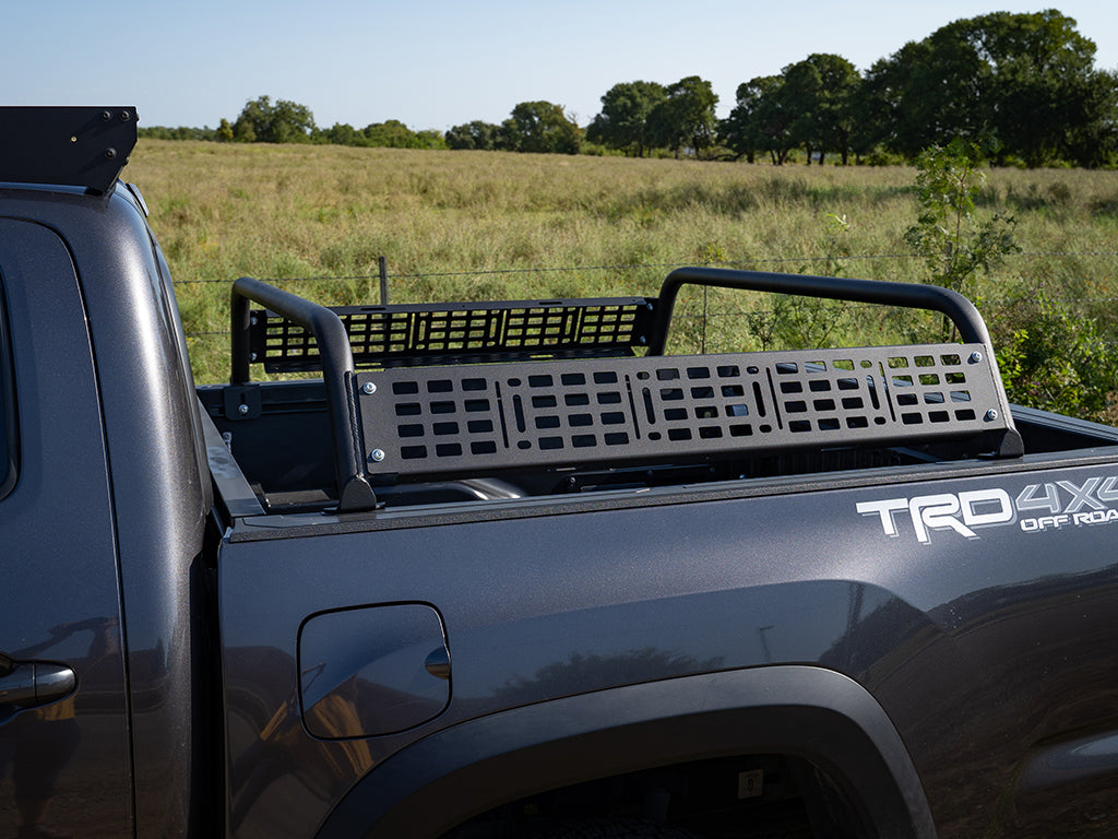 Installed on car Cali Raised Overland Bed Bars | 2005-2023 Toyota Tacoma