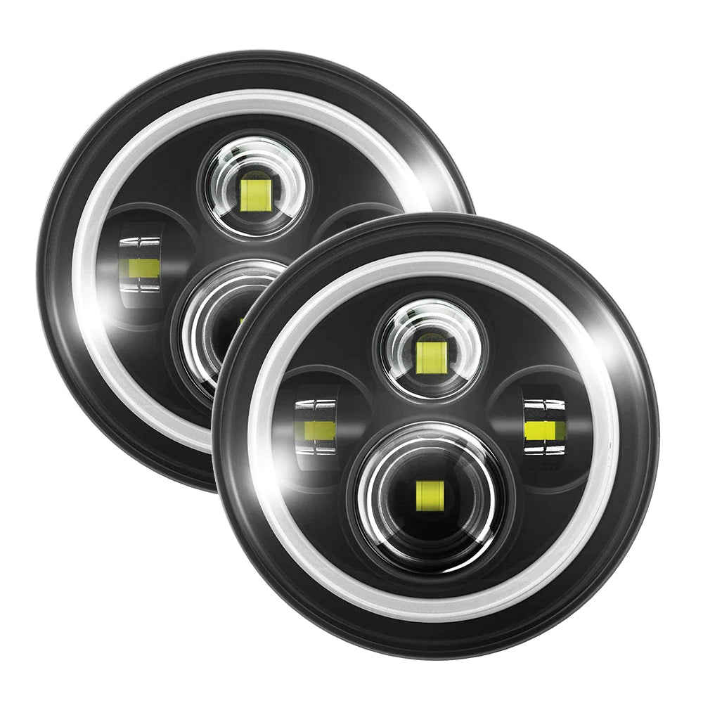 Auxbeam 52" 5D Series Straight LED Light Bar + 7" LED Headlight with Halo Ring & 7" Headlight Adapter 9" Bracket + 52" Straight Light Bar Windshield Mounting Brackets