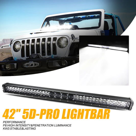 Auxbeam New 42 Inch 5D-PRO Series 44000LM Spot Beam Off Road Led Light Bar