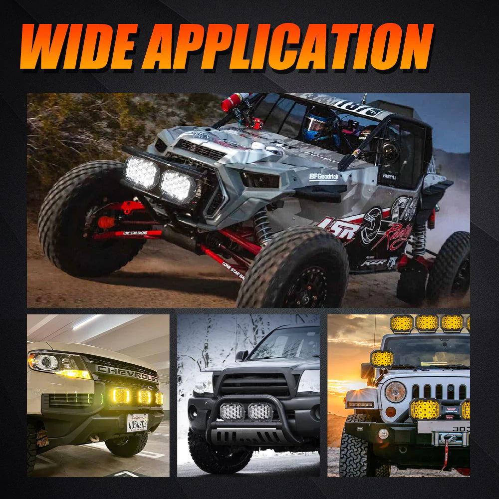 Auxbeam 7x5 Inch Rectangle LED Pods Amber Spot Driving Lights with DRL FOR ATV UTV SIDE BY SIDE 4X4