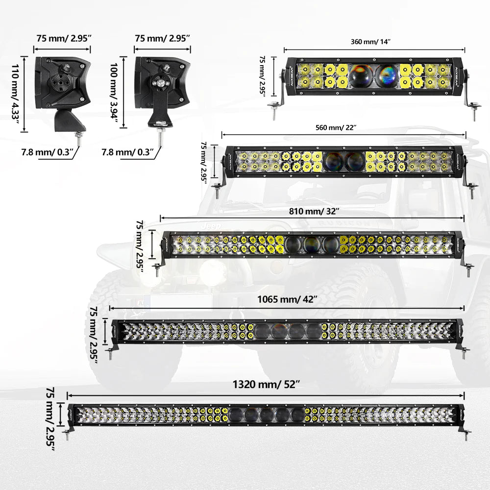 Auxbeam New 42 Inch 5D-PRO Series 44000LM Spot Beam Off Road Led Light Bar