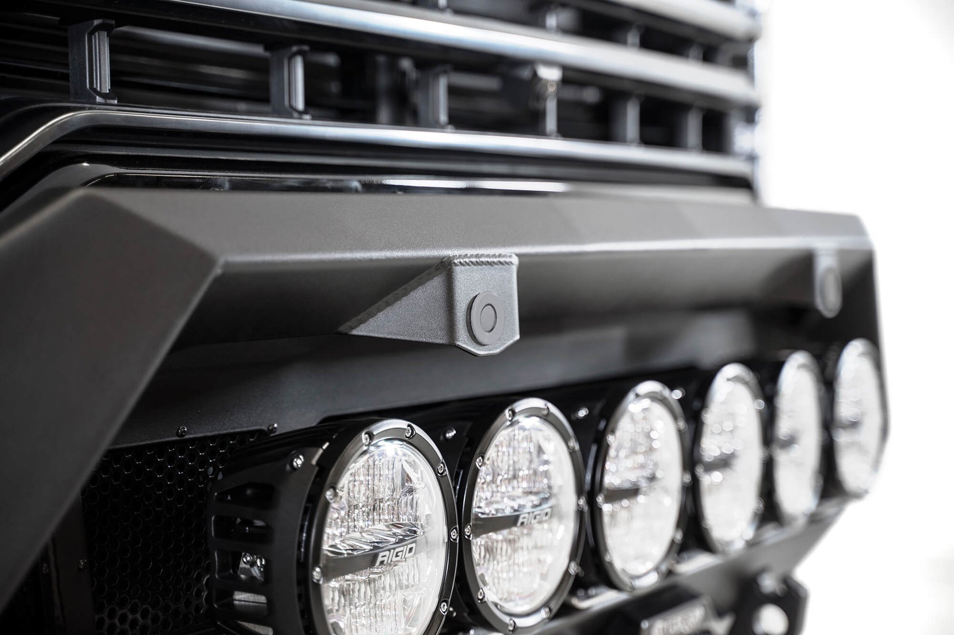 Installed on Car with Rigid Round Lights Close View ADD GMC Bomber HD Front Bumper | 2020-2023 Sierra 2500/3500