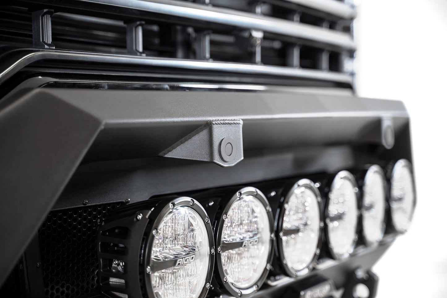 Installed on Car with Rigid Round Lights Close View ADD GMC Bomber HD Front Bumper | 2020-2023 Sierra 2500/3500