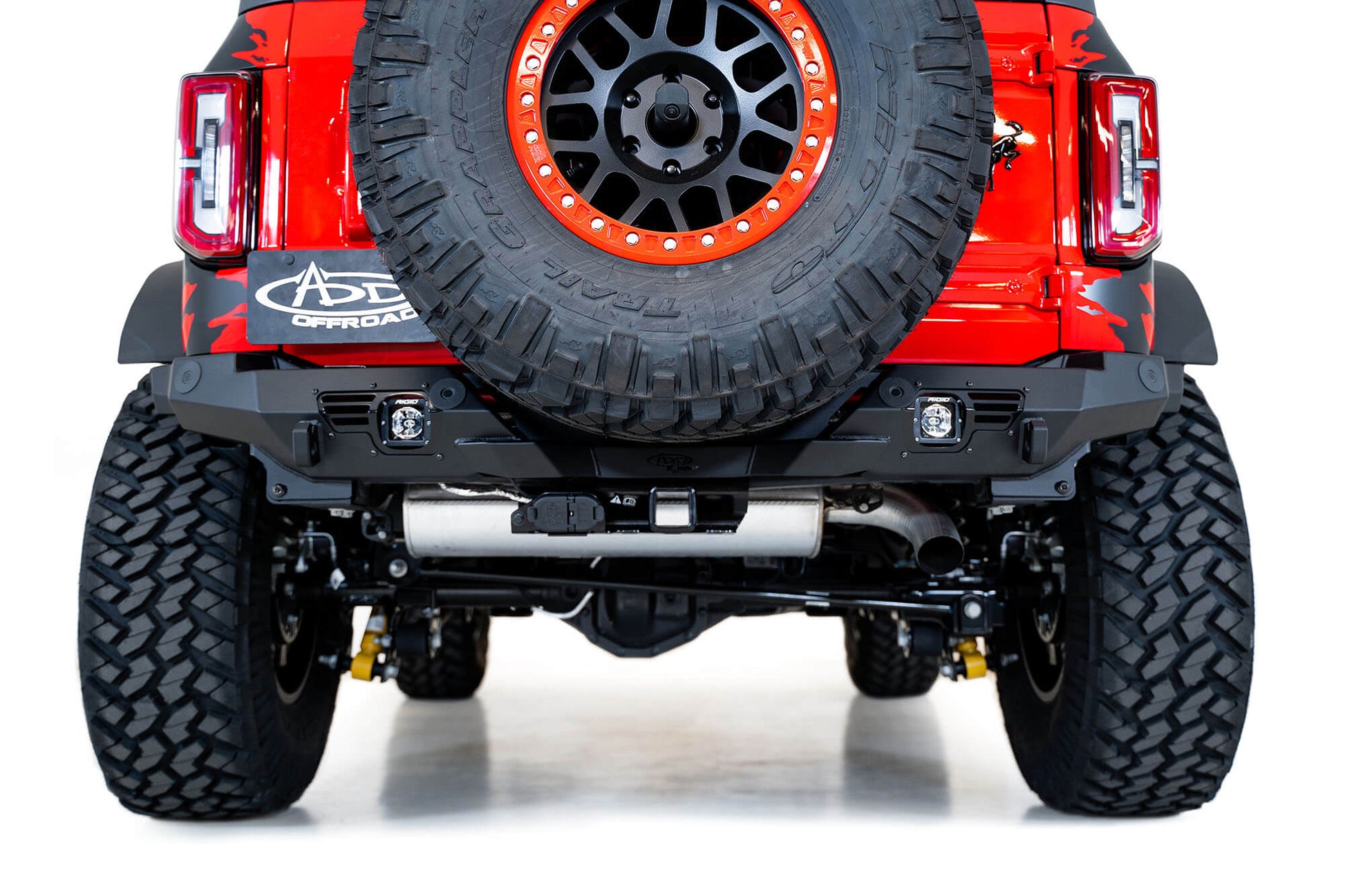 Installed on Car View from Behind ADD Ford Bomber Rear Bumper | 2021-2023 Bronco