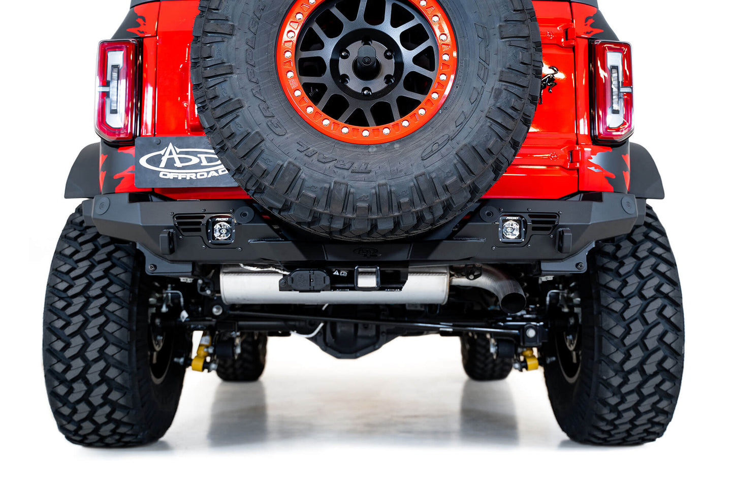 Installed on Car View from Behind ADD Ford Bomber Rear Bumper | 2021-2023 Bronco