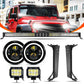 Auxbeam 7" LED Halo Headlights + 5D-PRO 52" Straight LED Light Bar + Windshield Mounting Brackets + 18W Spot Beam Pod Lights Set