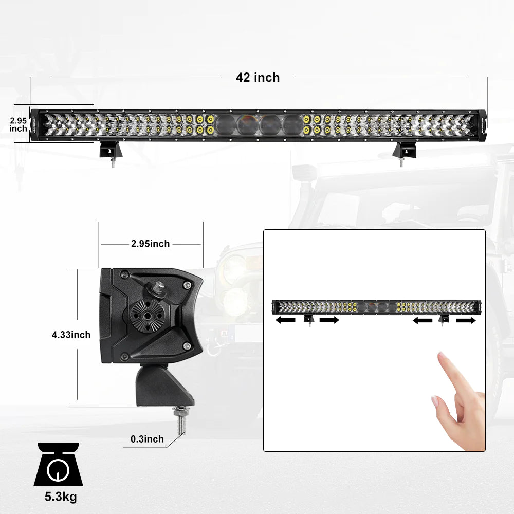 Auxbeam New 42 Inch 5D-PRO Series 44000LM Spot Beam Off Road Led Light Bar