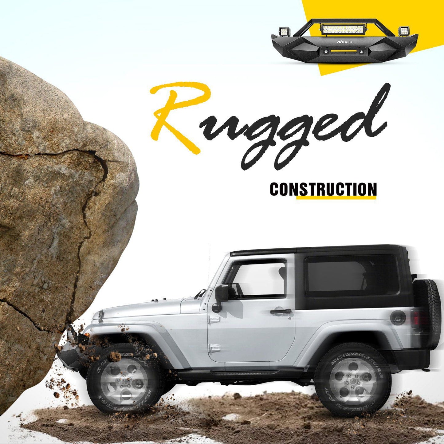 Rugged Construction of Nilight Front Bumper Kit For 2018-2023 Jeep Wrangler JL