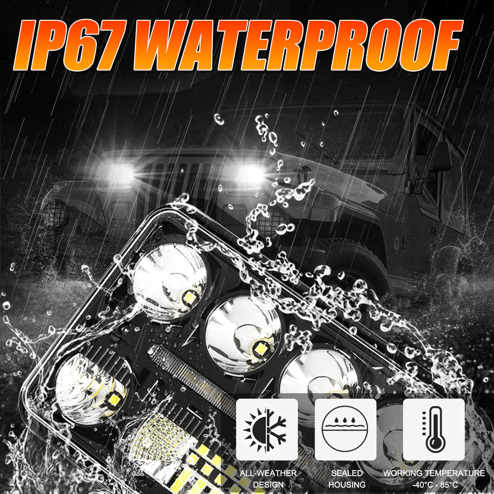 Auxbeam (4pcs/set) 4x6 Inch Sealed Beam LED Headlights Exclusive Design Anti-glare with Hi-Lo Beam & DRL