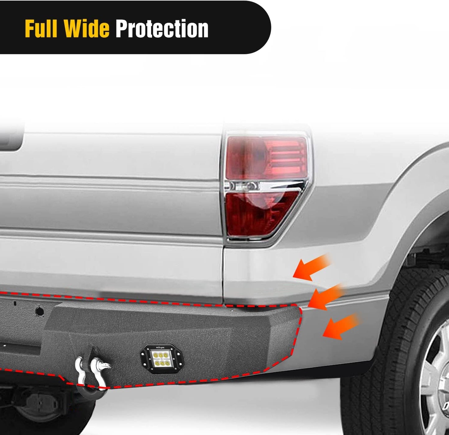 Full Wide Production of Nilight Rear Step Bumper For 2009-2014 Ford F-150
