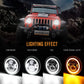 Auxbeam 52" 5D Series Straight LED Light Bar + 7" LED Headlight with Halo Ring & 7" Headlight Adapter 9" Bracket + 52" Straight Light Bar Windshield Mounting Brackets