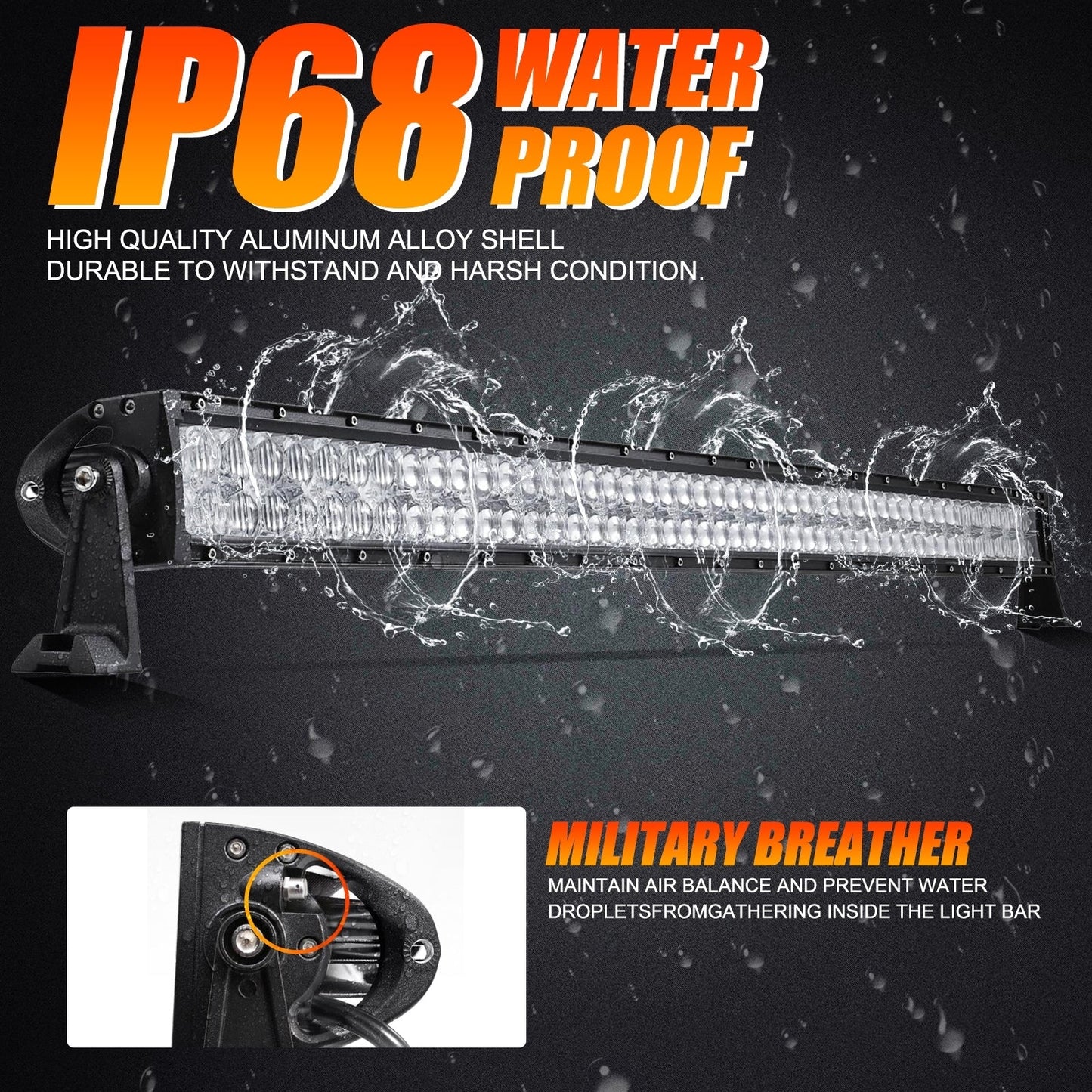 Auxbeam 52" 5D Series Straight LED Light Bar + 7" LED Headlight with Halo Ring & 7" Headlight Adapter 9" Bracket + 52" Straight Light Bar Windshield Mounting Brackets