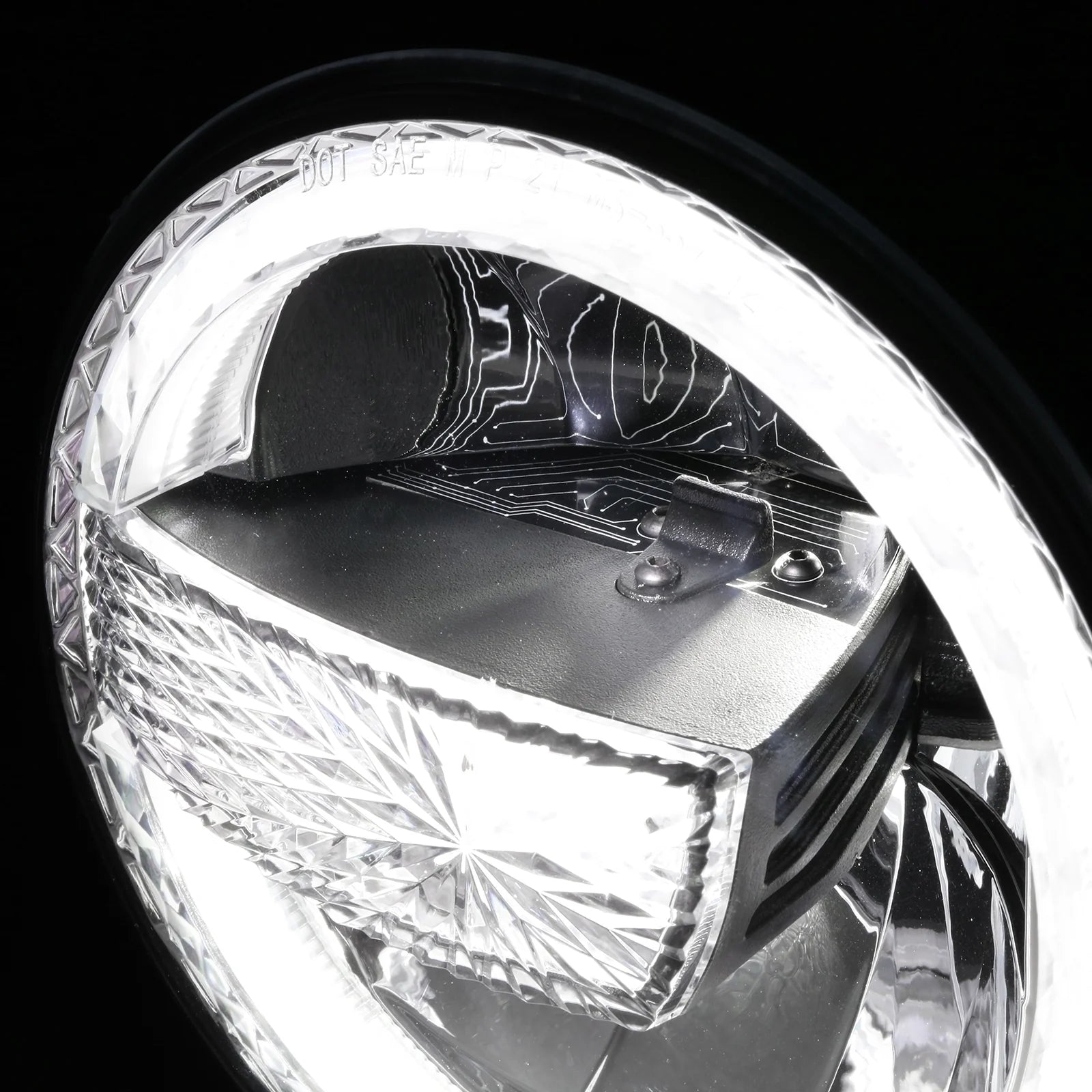 Auxbeam (2PCS/SET) 7 Inch 90W Dot Approved Led Headlights With Halo Ring DRL & High Low Beam