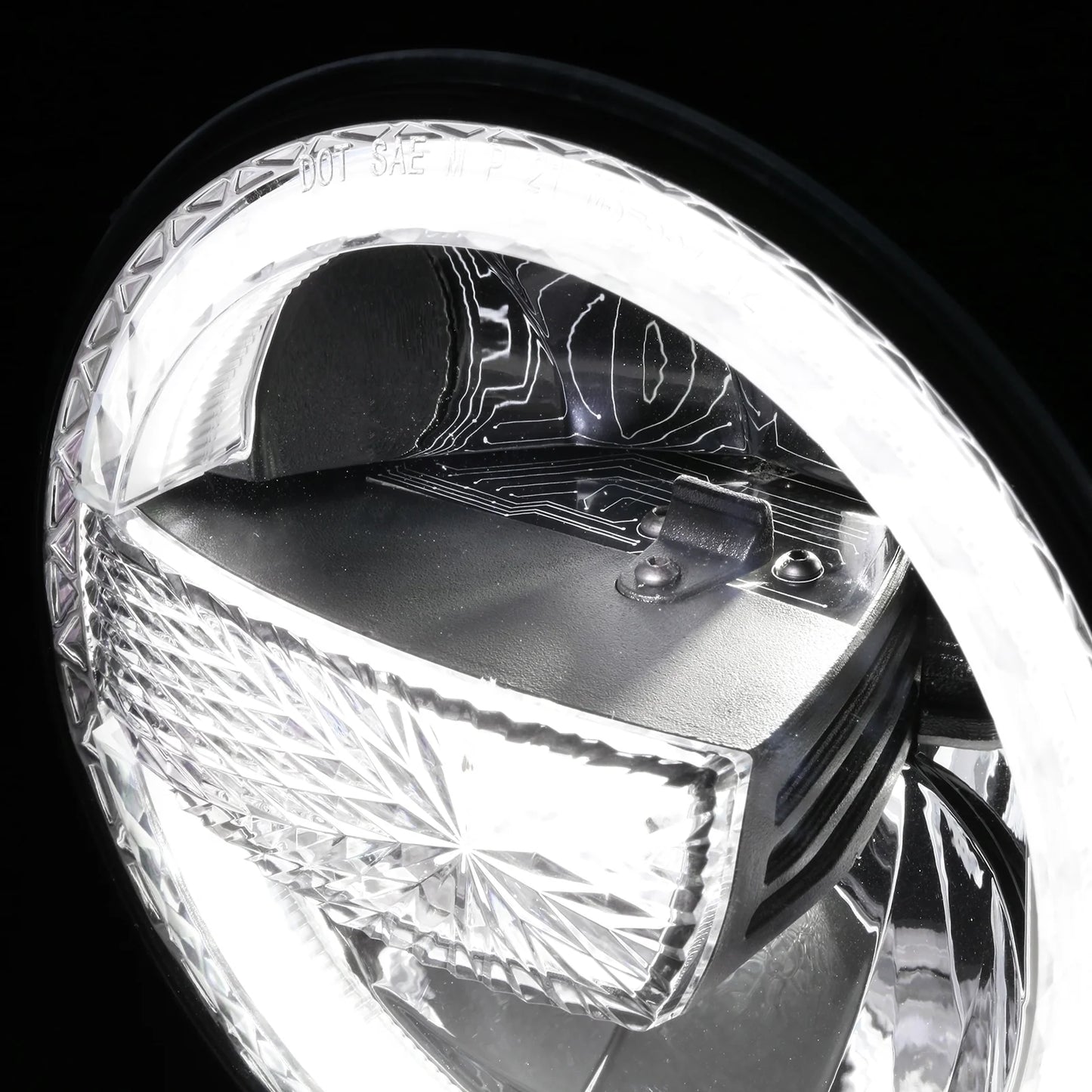 Auxbeam (2PCS/SET) 7 Inch 90W Dot Approved Led Headlights With Halo Ring DRL & High Low Beam