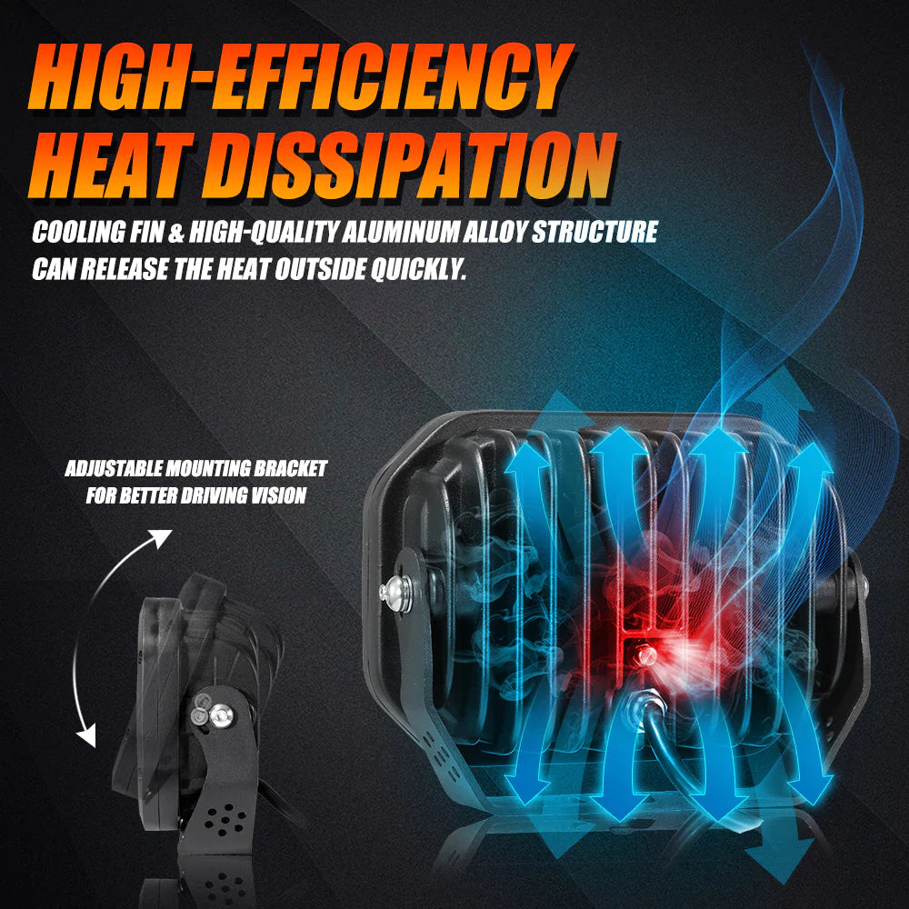 Auxbeam 7x5 Inch Rectangle LED Pods Amber Spot Driving Lights with DRL FOR ATV UTV SIDE BY SIDE 4X4