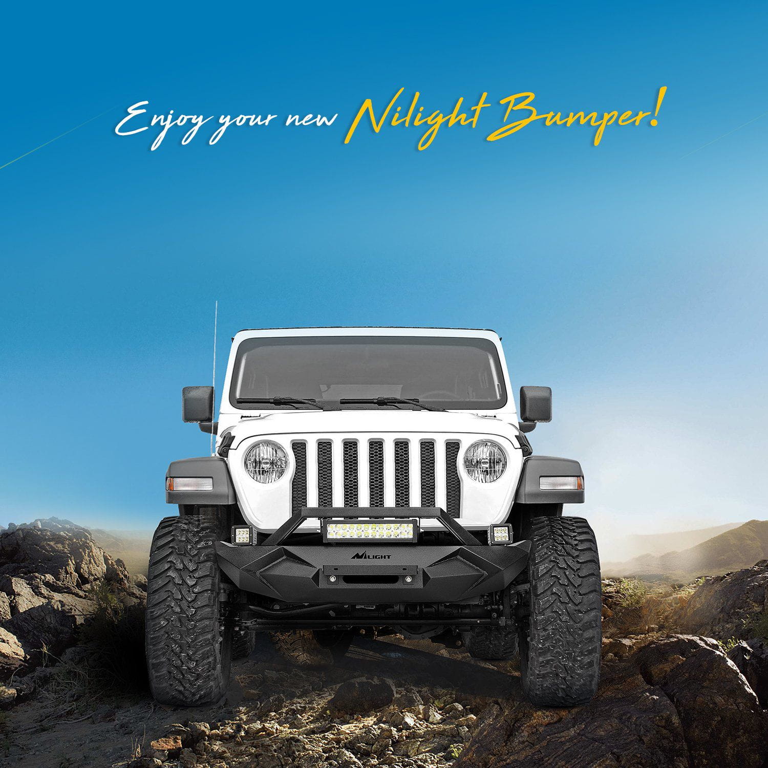 Installed on Car Nilight Front Bumper Kit For 2018-2023 Jeep Wrangler JL