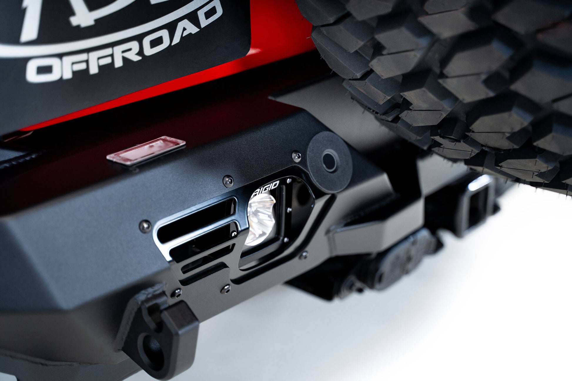 Rigid Small Light on Installed ADD Ford Bomber Rear Bumper | 2021-2023 Bronco