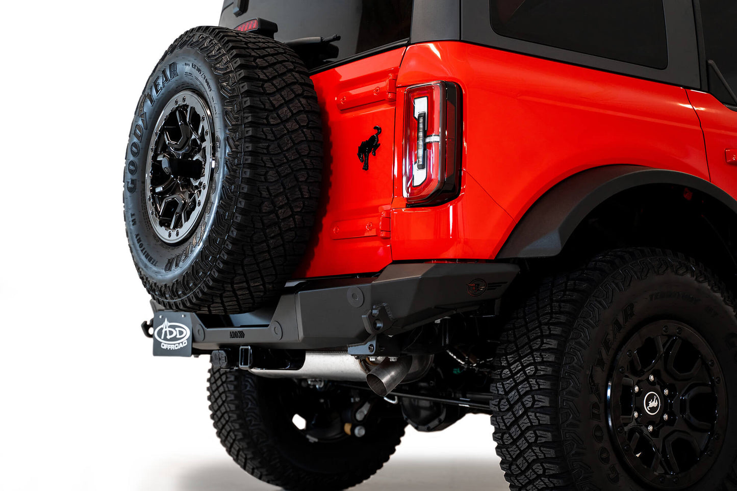 Installed on Car ADD Ford Rock Fighter Rear Bumper | 2021-2023 Bronco