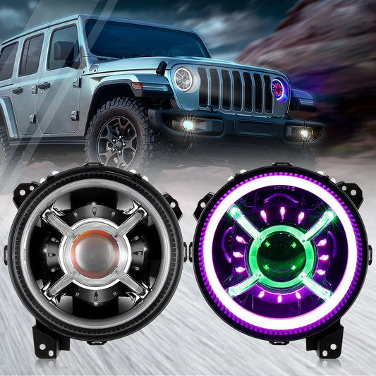 Auxbeam (2pcs/set) 9 inch RGB Headlights Replacement Bluetooth control