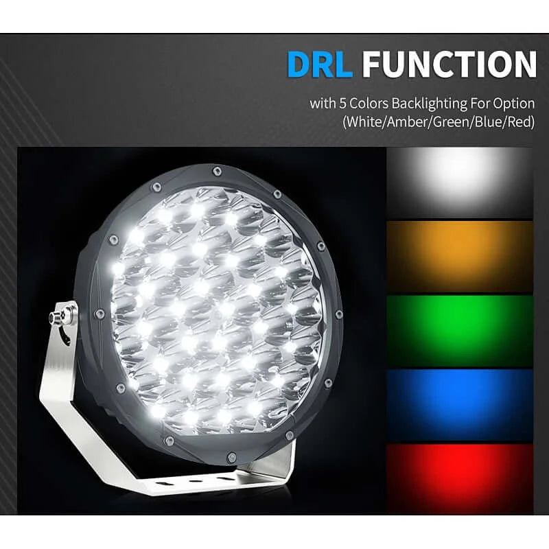 9" Super Bright Round Driving Light with Background Light Uncle Sam's Road 