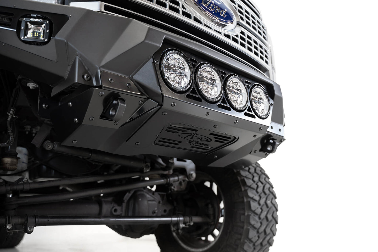 Round LED Lights on ADD Ford Bomber Front Bumper (RIGID) | 2017-2022 Super Duty