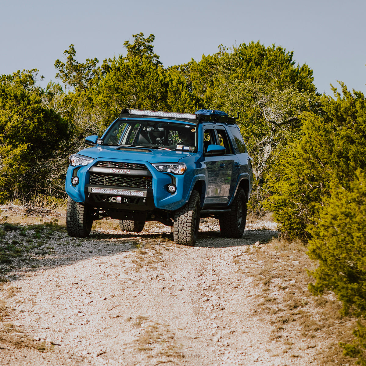 The Car Running Off Road with Installed Cali Raised Stealth Bumper Fits 2014+ Toyota 4Runner