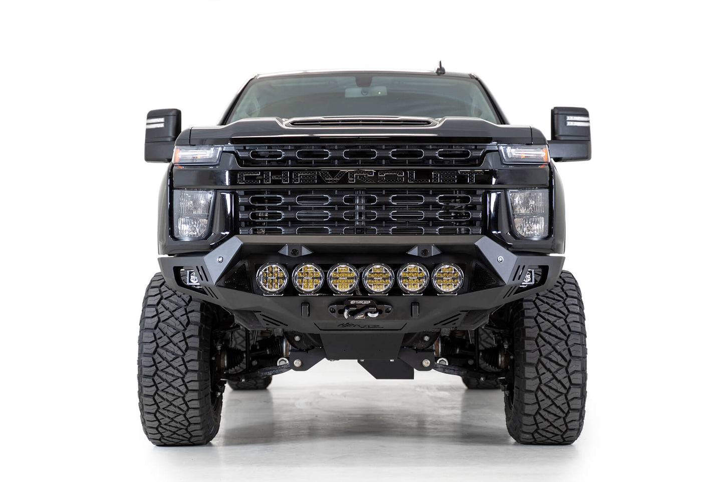 Installed on Car with Amber Lights ADD Chevy Bomber HD Front Bumper | 2020-2023 Chevy 2500/3500